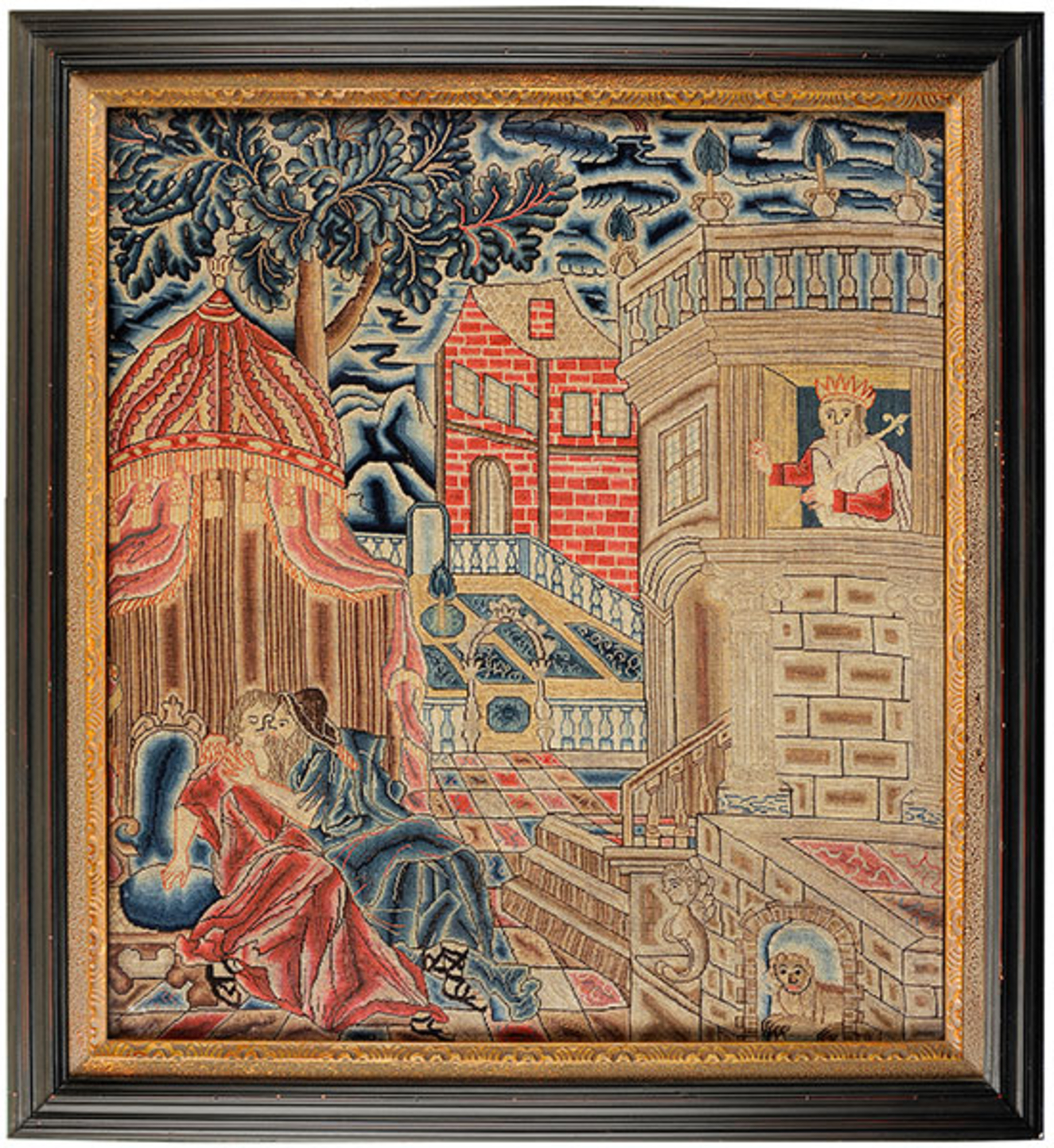 Panel depicting King David and Bathsheba