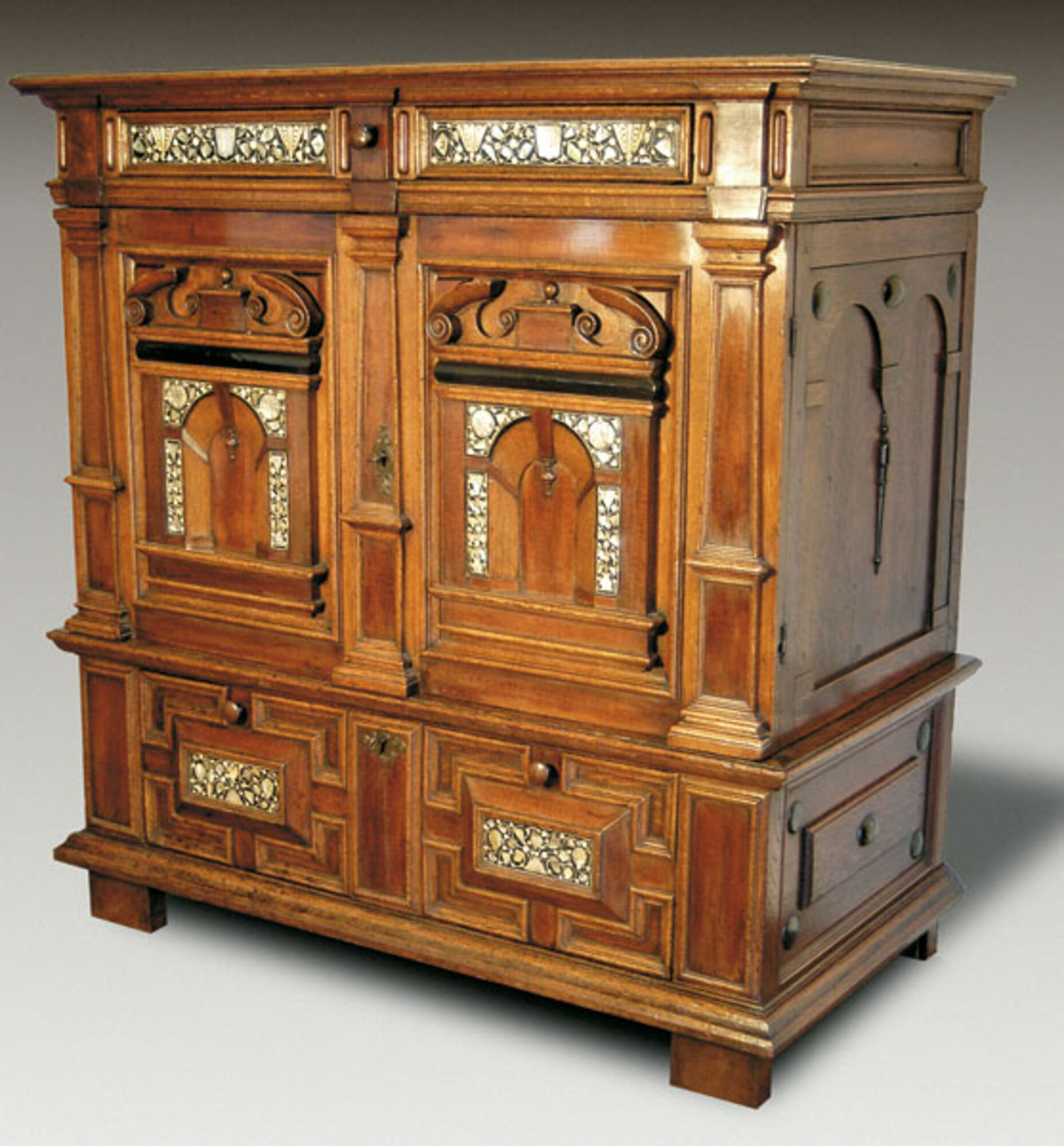 Important Oak Inlaid Cabinet, 1646