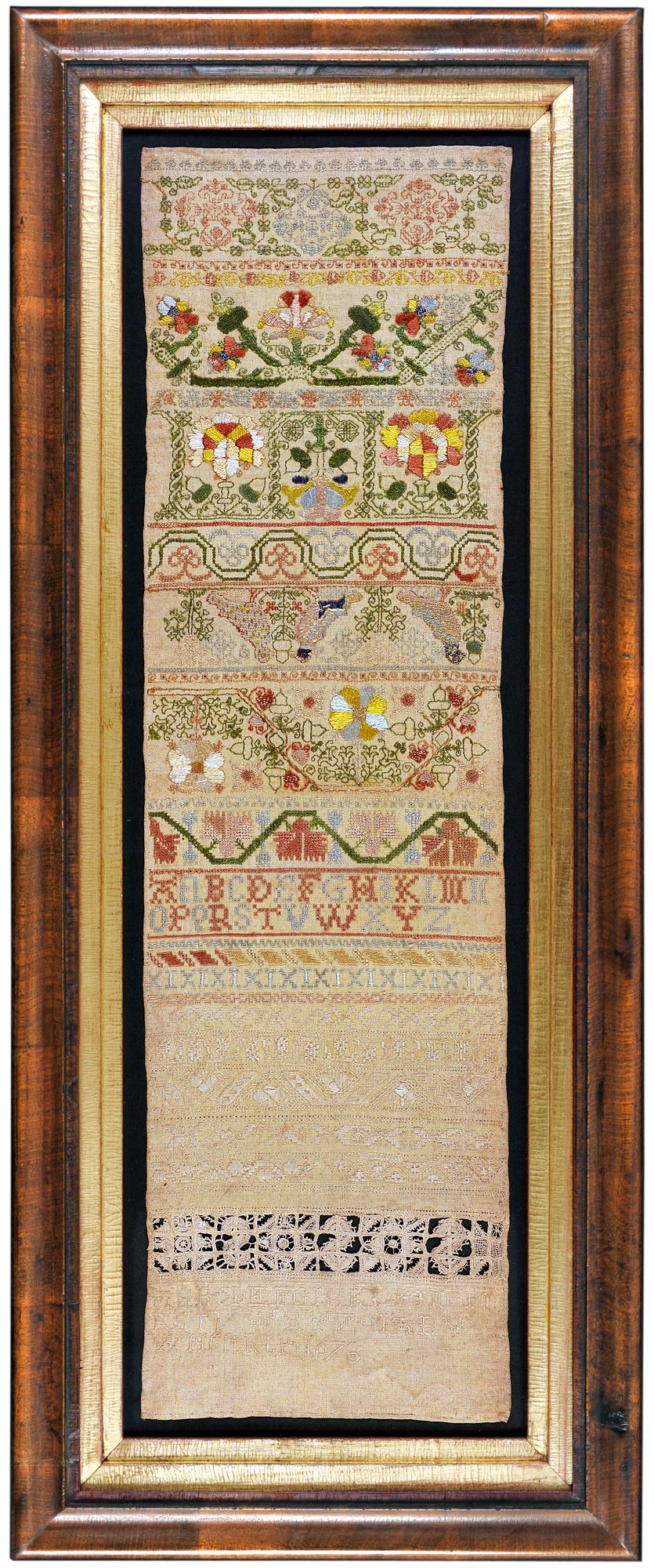Sampler by Mary Whearly, 1673
